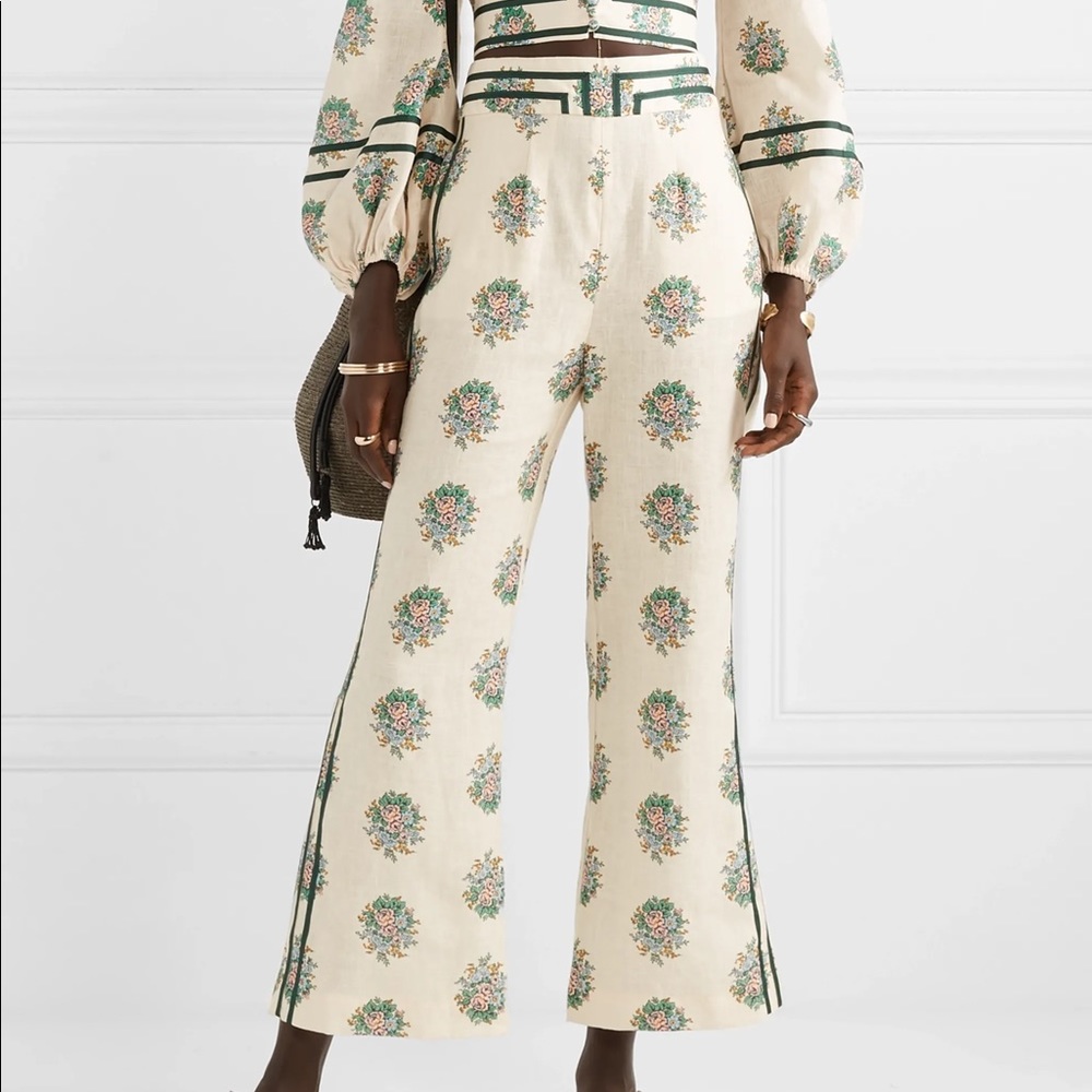 Zimmermann cream floral Pant NWT SZ M/2
